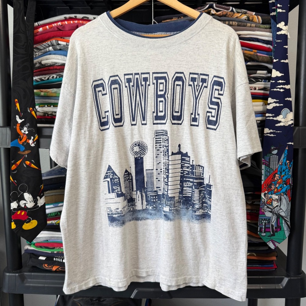 Vintage Gray Dallas Cowboys Skyline Graphic T-Shirt XL Light Marks
